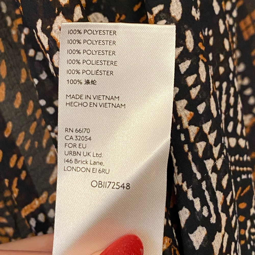 Free People Lele Printed Blouse Size Medium. 🧡🤍🖤 only worn once - Picture 7 of 9